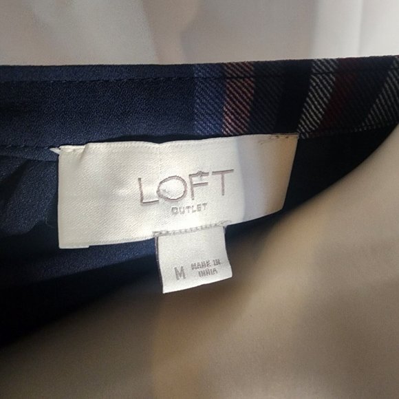 Ann Taylor Loft Dress Womens Size M Outlet Blue Pink Plaid Sleeveless Pullover - Picture 5 of 6